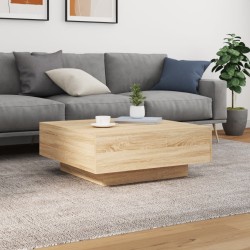Table basse avec lumières LED chêne sonoma 80x80x31 cm 582083582083