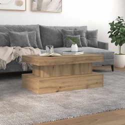 Table basse avec lumières LED chêne artisanal 90x50x40 cm 582084582084