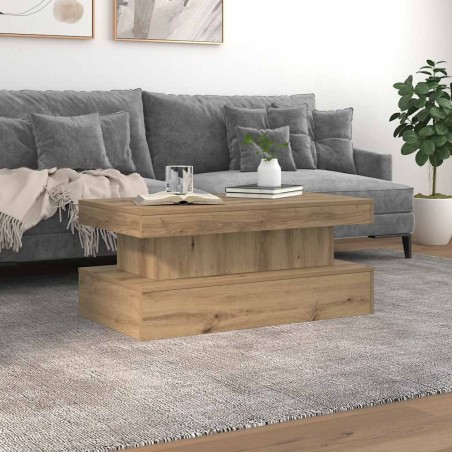 Table basse avec lumières LED chêne artisanal 90x50x40 cm 582084582084