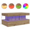 Table basse avec lumières LED chêne artisanal 90x50x40 cm 582084582084