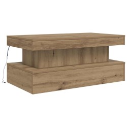 Table basse avec lumières LED chêne artisanal 90x50x40 cm 582084582084