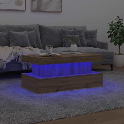 Table basse avec lumières LED chêne artisanal 90x50x40 cm 582084582084