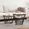 Table basse 3 pcs Chêne fumé Bois d'ingénierie et acier 582088582088