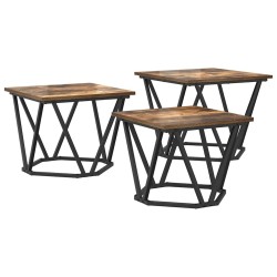 Table basse 3 pcs Chêne fumé Bois d'ingénierie et acier 582088582088