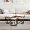 Table basse 3 pcs Chêne fumé Bois d'ingénierie et acier 582088582088