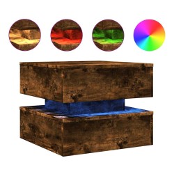 Table basse avec lumières LED chêne fumé 50x50x40 cm 582091582091