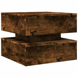 Table basse avec lumières LED chêne fumé 50x50x40 cm 582091582091