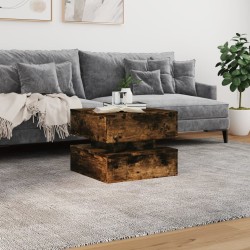 Table basse avec lumières LED chêne fumé 50x50x40 cm 582091582091