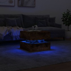 Table basse avec lumières LED chêne fumé 50x50x40 cm 582091582091