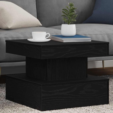 Table basse avec lumières LED chêne noir 50x50x40 cm 582092582092