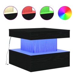 Table basse avec lumières LED chêne noir 50x50x40 cm 582092582092