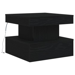 Table basse avec lumières LED chêne noir 50x50x40 cm 582092582092