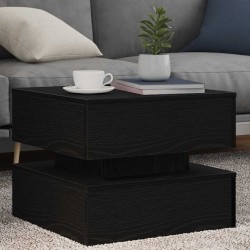 Table basse avec lumières LED chêne noir 50x50x40 cm 582093582093