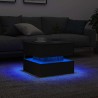 Table basse avec lumières LED chêne noir 50x50x40 cm 582093582093