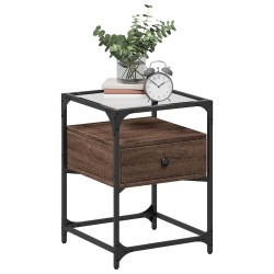 Table de chevet chêne marron 40x40x55 cm bois d’ingénierie 582094582094