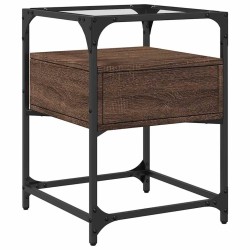 Table de chevet chêne marron 40x40x55 cm bois d’ingénierie 582094582094