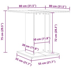 Table à manger Gris béton 80x80x75 cm bois d'ingénierie 582098582098