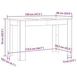 Table à manger Gris béton 120x60x76 cm Bois d'ingénierie 582104582104