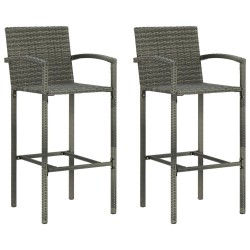 Tabourets de bar lot de 2 gris résine tressée 582108582108