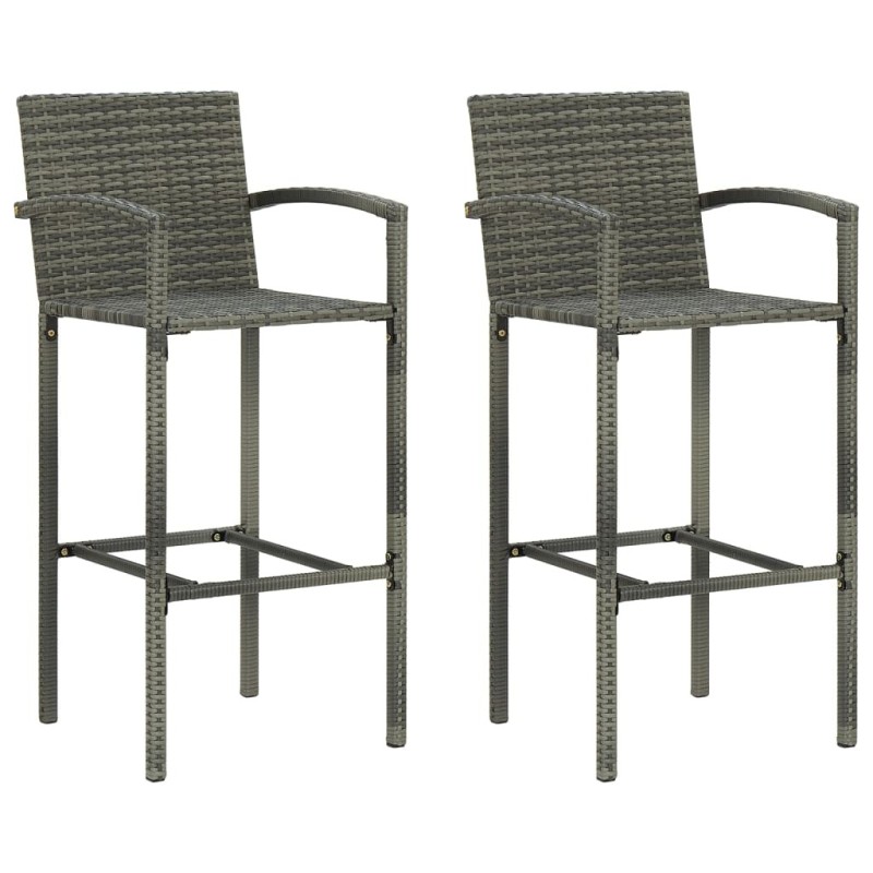 Tabourets de bar lot de 2 gris résine tressée 582108582108