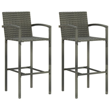 Tabourets de bar lot de 2 gris résine tressée 582108582108