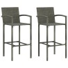 Tabourets de bar lot de 2 gris résine tressée 582108582108