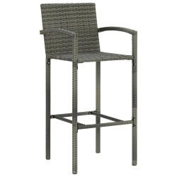 Tabourets de bar lot de 2 gris résine tressée 582108582108