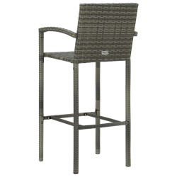 Tabourets de bar lot de 2 gris résine tressée 582108582108
