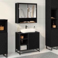Cabinet de salle de bain avec porte Chêne noir 65 x 33 x 60 cm 582116582116