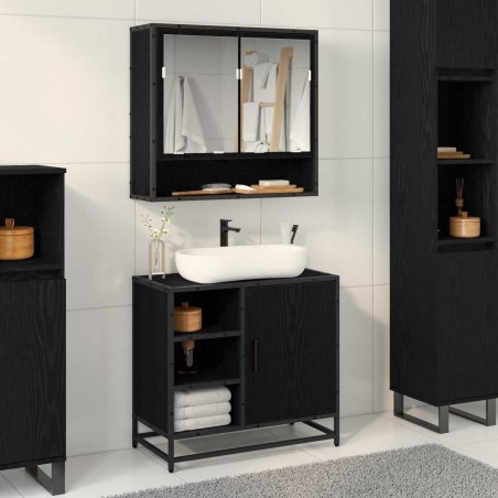 Cabinet de salle de bain avec porte Chêne noir 65 x 33 x 60 cm 582116582116