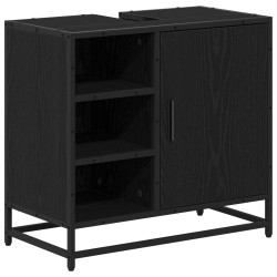 Cabinet de salle de bain avec porte Chêne noir 65 x 33 x 60 cm 582116582116