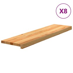 Marches d'escalier 8 pcs marron clair 100x30x2 cm chêne massif 582120582120