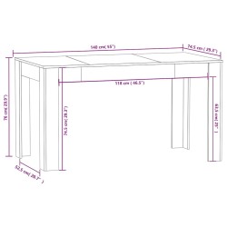 Table à manger Chêne sonoma 140x74,5x76 cm Bois d'ingénierie 582125582125