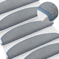 Tapis d'escalier auto-adhésifs 15 pcs Gris clair et bleu 582139582139