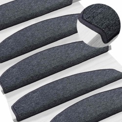 Tapis d'escalier auto-adhésifs 15 pcs Gris foncé et bleu 582140582140