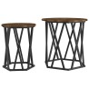 Table basse 2 pcs Chêne fumé Bois d'ingénierie et acier 582147582147