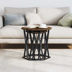 Table basse 2 pcs Chêne fumé Bois d'ingénierie et acier 582147582147
