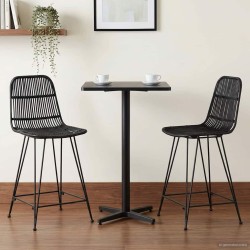 Tabouret de bar 2 pcs Noir 44 x 54 x 96 cm Rattan et Acier 582150582150