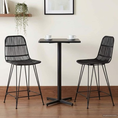 Tabouret de bar 2 pcs Noir 44 x 54 x 96 cm Rattan et Acier 582150582150