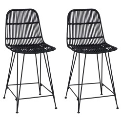 Tabouret de bar 2 pcs Noir 44 x 54 x 96 cm Rattan et Acier 582150582150