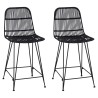 Tabouret de bar 2 pcs Noir 44 x 54 x 96 cm Rattan et Acier 582150582150