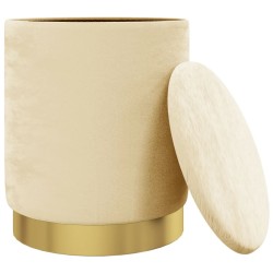Tabouret de rangement rond Abricot Velours 31 x 37 cm 582155582155
