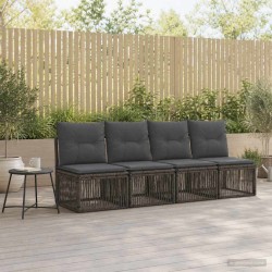 Canapé 4 places 4 pcs 4-Nombre de places Gris polyrotin 582159582159