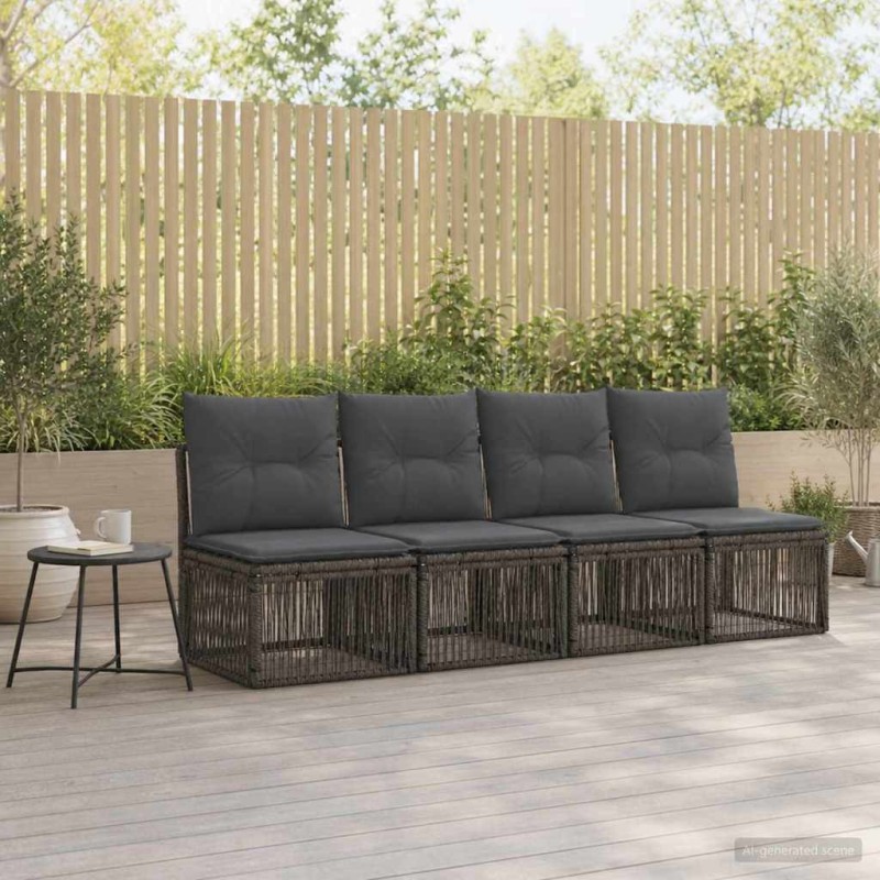Canapé 4 places 4 pcs 4-Nombre de places Gris polyrotin 582159582159