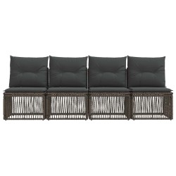 Canapé 4 places 4 pcs 4-Nombre de places Gris polyrotin 582159582159