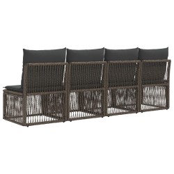 Canapé 4 places 4 pcs 4-Nombre de places Gris polyrotin 582159582159