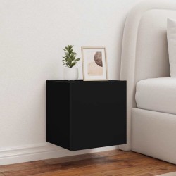 Meubles TV muraux avec lumières LED 2 pcs noir 40,5x35x40 cm 582164582164