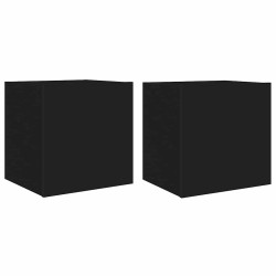 Meubles TV muraux avec lumières LED 2 pcs noir 40,5x35x40 cm 582164582164