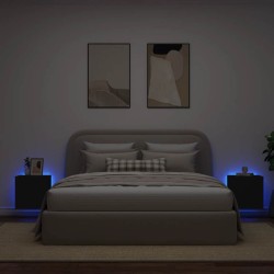 Meubles TV muraux avec lumières LED 2 pcs noir 40,5x35x40 cm 582164582164