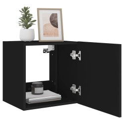 Meubles TV muraux avec lumières LED 2 pcs noir 40,5x35x40 cm 582164582164